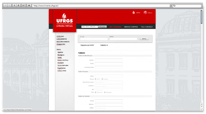 Página de Cadastro da Livraria Virtual da UFRGS
