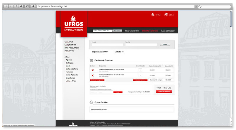 Página de Compras do Site da Livraria Virtual da UFRGS