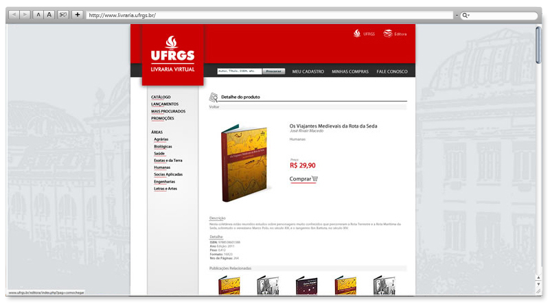 Página de Detalhamento do Prdduto do Site da Livraria Virtual da UFRGS
